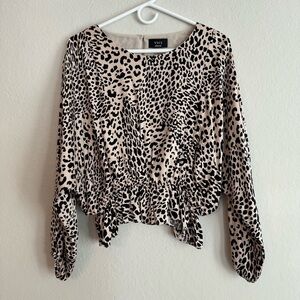 Vici Leopard Print Long Sleeve Blouse